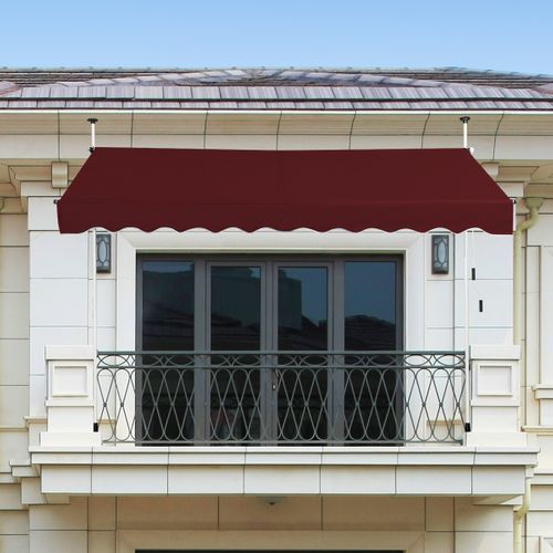 Auvent Manuel Rétractable 300cm Hauteur Réglable Store Banne Aluminium Tissu Oxford Anti Uv Rouge