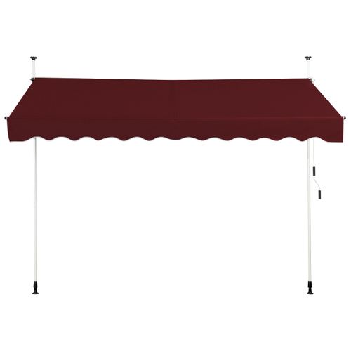 Auvent Manuel Rétractable 300cm Hauteur Réglable Store Banne Aluminium Tissu Oxford Anti Uv Rouge