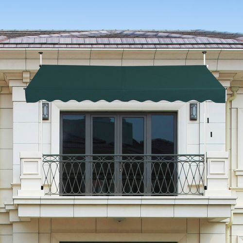 Auvent Manuel Rétractable 300cm Hauteur Réglable Store Banne Aluminium Tissu Oxford Anti Uv Vert