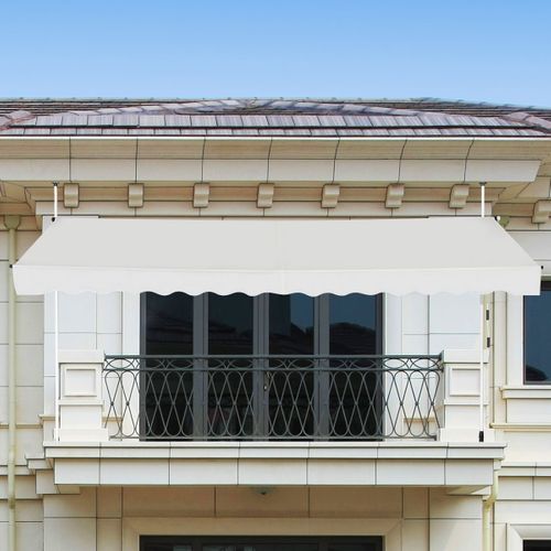Auvent Manuel Rétractable 350cm Hauteur Réglable Store Banne Aluminium Tissu Oxford Anti Uv Beige