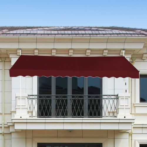 Auvent Manuel Rétractable 350cm Hauteur Réglable Store Banne Aluminium Tissu Oxford Anti Uv Rouge