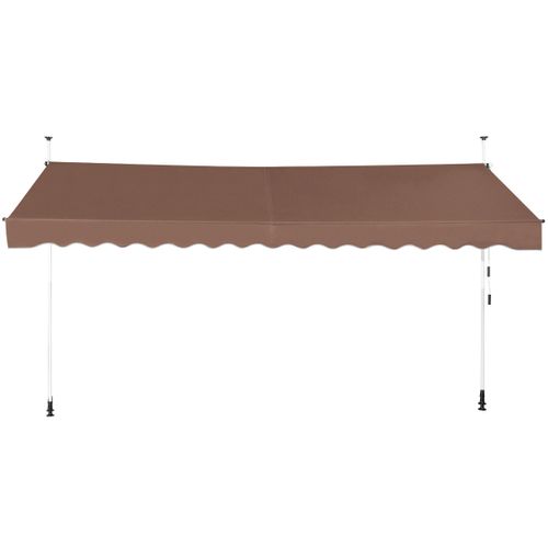 Auvent Manuel Rétractable 400cm Hauteur Réglable Store Banne Aluminium Tissu Oxford Anti Uv Café