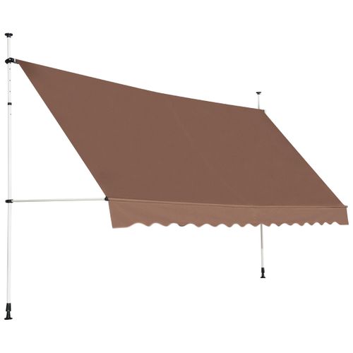 Auvent Manuel Rétractable 400cm Hauteur Réglable Store Banne Aluminium Tissu Oxford Anti Uv Café