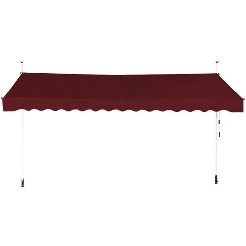 Auvent Manuel Rétractable 400cm Hauteur Réglable Store Banne Aluminium Tissu Oxford Anti Uv Rouge