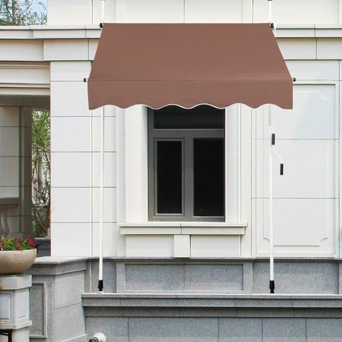 Auvent Rétractable Manuel 150x125cm Hauteur Réglable Métal Tissu Pour Fenêtre Balcon Jardin Café