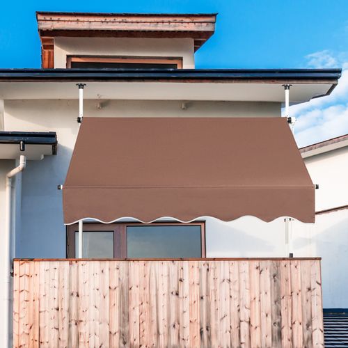 Auvent Rétractable Manuel 150x125cm Hauteur Réglable Métal Tissu Pour Fenêtre Balcon Jardin Café