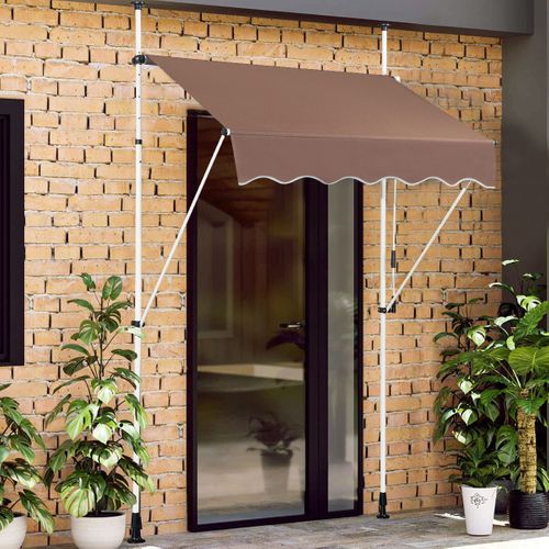 Auvent Rétractable Manuel 150x125cm Hauteur Réglable Métal Tissu Pour Fenêtre Balcon Jardin Café