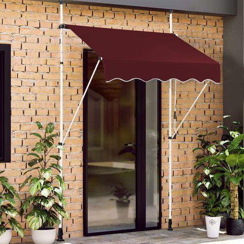 Auvent Rétractable Manuel 150x125cm Hauteur Réglable Métal Tissu Pour Fenêtre Balcon Jardin Rouge