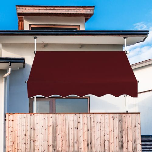 Auvent Rétractable Manuel 150x125cm Hauteur Réglable Métal Tissu Pour Fenêtre Balcon Jardin Rouge
