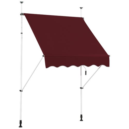 Auvent Rétractable Manuel 150x125cm Hauteur Réglable Métal Tissu Pour Fenêtre Balcon Jardin Rouge