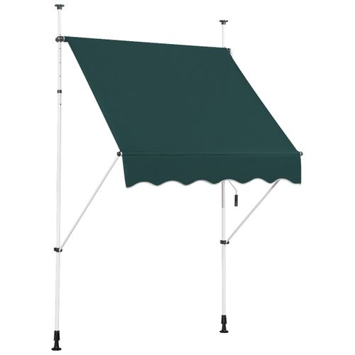 Auvent Rétractable Manuel 150x125cm Hauteur Réglable Métal Tissu Pour Fenêtre Balcon Jardin Vert