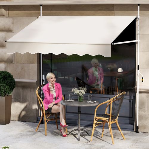 Auvent Rétractable Manuel 200x300cm Hauteur Réglable Pare-soleil Extérieur Avec Manivelle Canopée