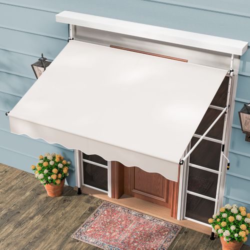 Auvent Rétractable Manuel 200x300cm Hauteur Réglable Pare-soleil Extérieur Avec Manivelle Canopée