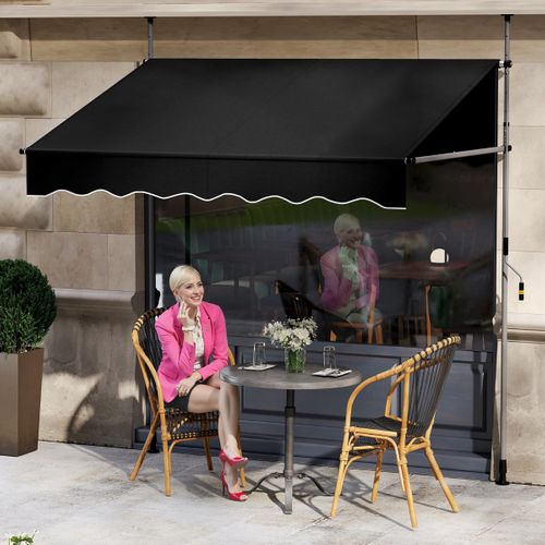 Auvent Rétractable Manuel 200x300cm Hauteur Réglable Pare-soleil Extérieur Avec Manivelle Canopée