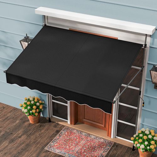 Auvent Rétractable Manuel 200x300cm Hauteur Réglable Pare-soleil Extérieur Avec Manivelle Canopée