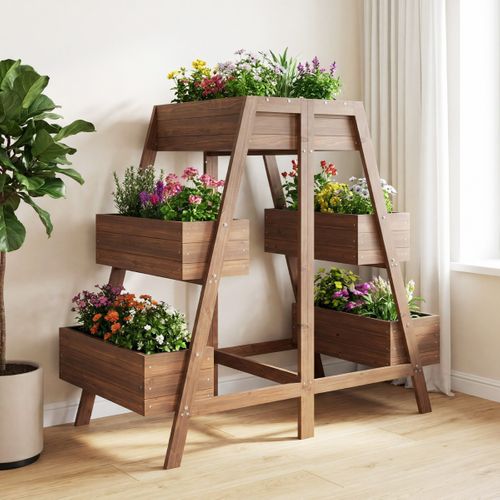 Bac De Jardin Surélevé Multi-niveaux Support De Plantes En Bois à Étages Avec Fond à Lattes