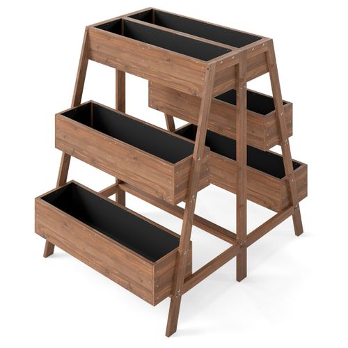 Bac De Jardin Surélevé Multi-niveaux Support De Plantes En Bois à Étages Avec Fond à Lattes