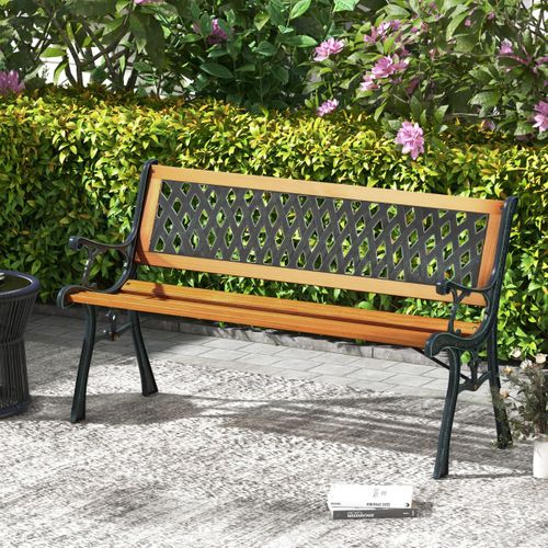 Banc De Jardin 2 Places Avec Accoudoirs Et Dossier Banc D'extérieur Résistant Aux Intempéries Bois