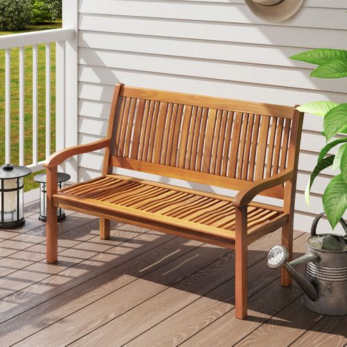 Banc De Jardin En Bois Avec Dossier Et Accoudoir Large Idéal Pour Balcon Jardin Bord De Piscine