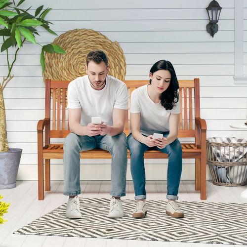 Banc De Jardin En Bois Avec Dossier Et Accoudoir Large Idéal Pour Balcon Jardin Bord De Piscine