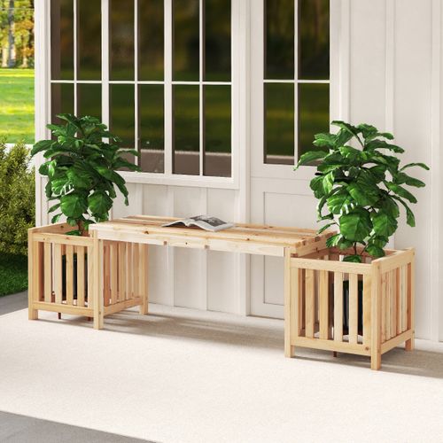 Banc De Jardin En Bois Avec Jardinière Banc De Jardin Pour 2 Personnes Avec 2 Bacs à Fleurs