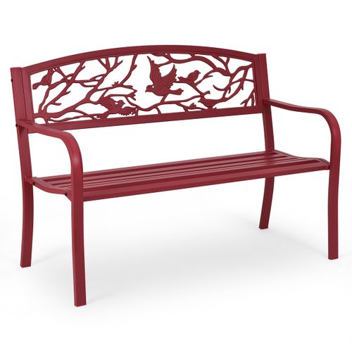 Banc De Jardin Banc Extérieur Contemporain 2-3 Places 127x60x88cm Rouge Fer