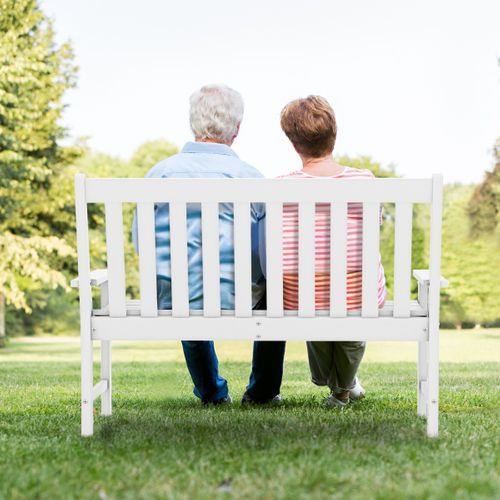 Banc De Jardin Hdpe Avec Dossier Accoudoirs 132x65x91cm Banquette Extérieur 2 Places Blanc