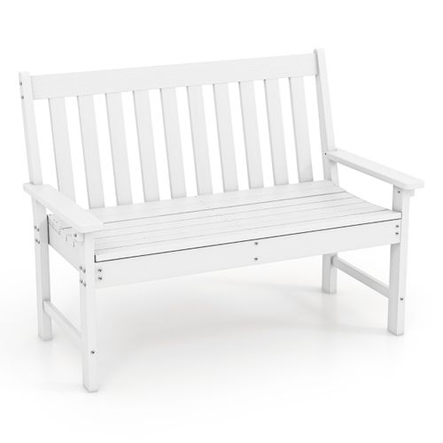 Banc De Jardin Hdpe Avec Dossier Accoudoirs 132x65x91cm Banquette Extérieur 2 Places Blanc