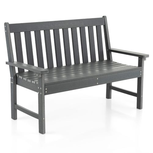 Banc De Jardin Hdpe Avec Dossier Accoudoirs 132x65x91cm Banquette Extérieur 2 Places Gris
