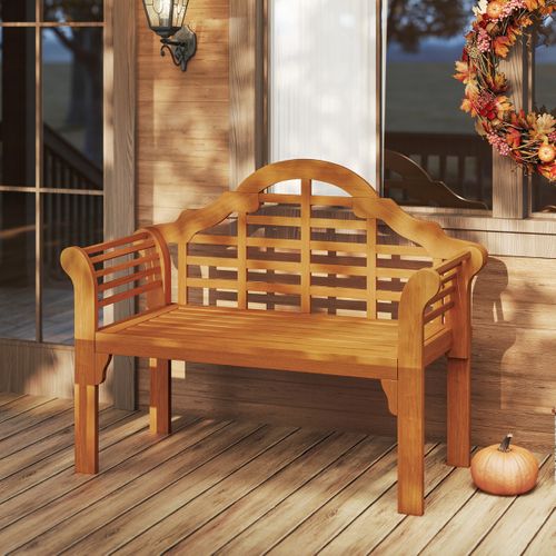 Banc De Jardin Pliable En Bois D'acacia 2 Places 123x54x96cm Banquette De Jardin Extérieure