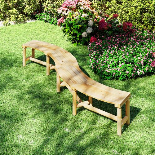 Banc De Patio Incurvé En Bois Massif Pour 2 à 3 Personnes Banc D'extérieur Sans Dossier Marron