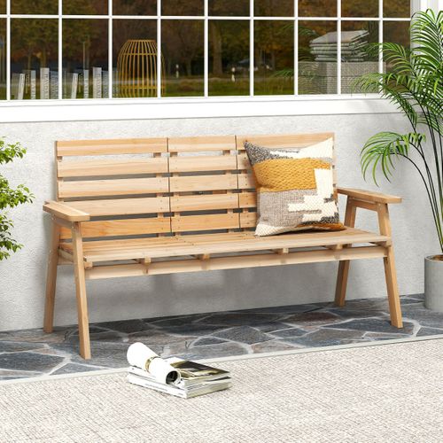 Banc D'extérieur En Bois De Sapin Avec Table Centrale Pliable Banc De Jardin Pour 2 à 3 Personnes