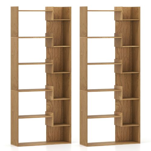 Bibliothèque 6 Niveaux Étagère Boi Kits Anti-bascule Meuble De Rangement 69 X 22 X 163 Cm Naturel