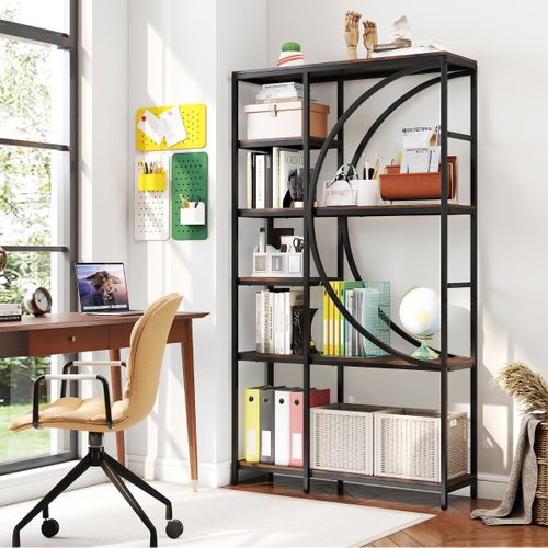 Bibliothèque 6 Niveaux Étagère Industrielle Autoportante En Arc Structure Métallique Café