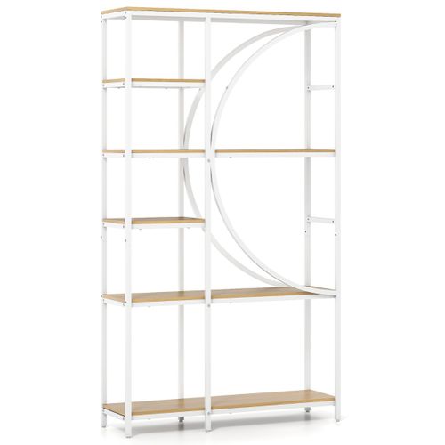 Bibliothèque 6 Niveaux Étagère Industrielle Autoportante En Arc Structure Métallique Naturel