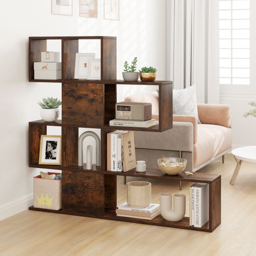 Bibliothèque à 5 Niveaux 120x19,5x109cm Étagère De Rangement Avec Dispositif Anti-basculement