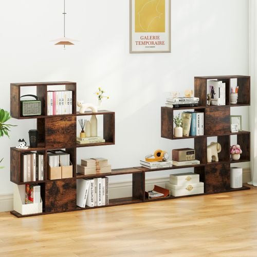 Bibliothèque à 5 Niveaux 120x19,5x109cm Étagère De Rangement Avec Dispositif Anti-basculement