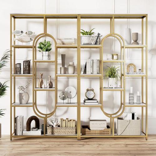 Bibliothèque à 5 Niveaux Étagère Industrielle Avec Rangement Ouvertes Haute Autoportante Blanc