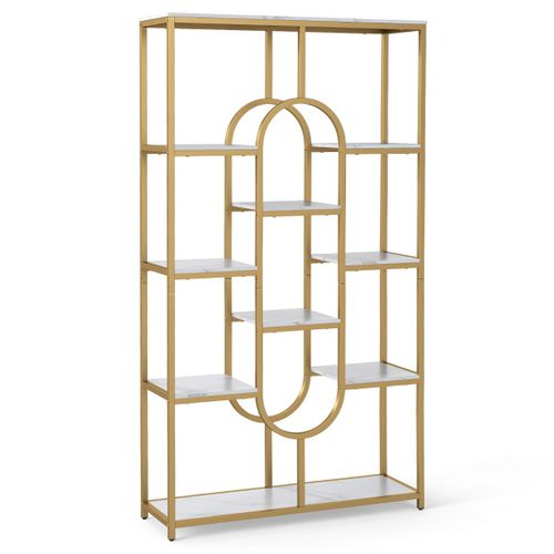 Bibliothèque à 5 Niveaux Étagère Industrielle Avec Rangement Ouvertes Haute Autoportante Blanc