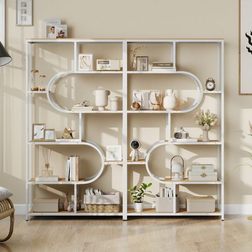 Bibliothèque à 8 Niveaux Étagère Moderne Avec Étagères Ouvertes Étagère Haute Autoportante