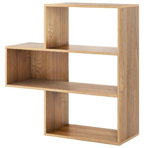 Bibliothèque Convexe Étagères à 3 Niveaux Meuble De Rangement 29,5x84x83,5cm Naturel