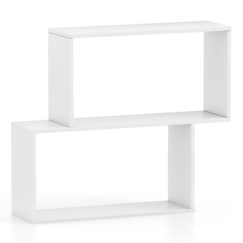 Bibliothèque Géométrique à 3 Niveaux  Étagère De Rangement Bois Autoportante 80x22x70cm Blanc