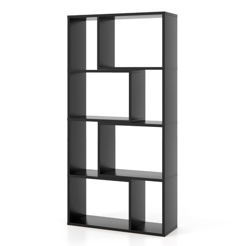 Bibliothèque Géométrique à 4 Niveaux Etagères De Rangement Moderne à 8 Cases 60x20x120cm Noir
