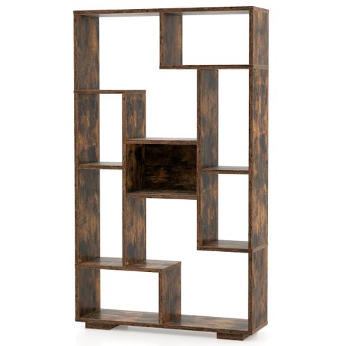 Bibliothèque Géométrique Étagère De Rangement Autoportante Kits Anti-basculement 70x20x120cm Café