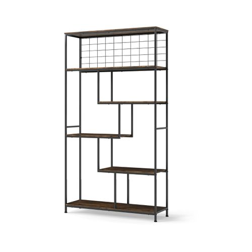 Bibliothèque Haute à 6 Niveaux Étagère Autoportante Industrielle Pour Plantes Avec Filet En Métal