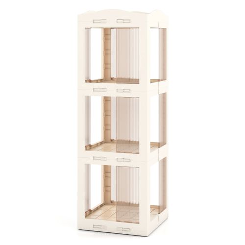Bibliothèque Pliante Rotative Étagère Tournante à 3 Niveaux Étagère D'angle 36,5x36x108cm Blanc