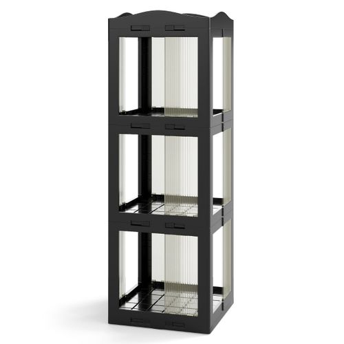 Bibliothèque Pliante Rotative Étagère Tournante à 3 Niveaux Étagère D'angle 36,5x36x108cm Noir