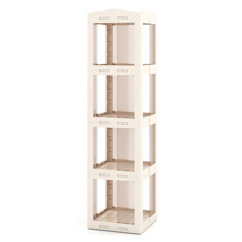 Bibliothèque Pliante Rotative Étagère Tournante à 4 Niveaux Étagère D'angle 36,5x36x108cm Blanc