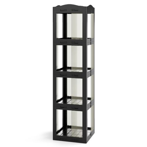 Bibliothèque Pliante Rotative Étagère Tournante à 4 Niveaux Étagère D'angle 36,5x36x108cm Noir