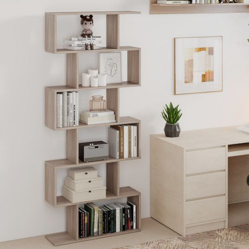 Étagère Meuble De Rangement à 6 Niveaux-80x23x191cm Industriel Pour Salon Chambre Gris